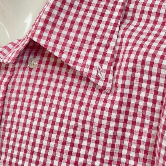 Brooks Brothers Regent Short Sleeve Green Gingham Check Seersucker Shirt Mens XL - Picture 5 of 9